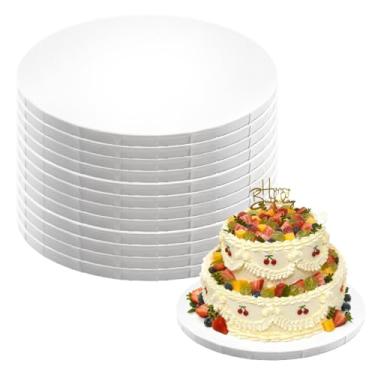Imagem de Aumodizzy 12 tambores de bolo, tábuas de bolo redondas de 30 cm de espessura, branco, papelão de qualidade profissional, base de cartão
