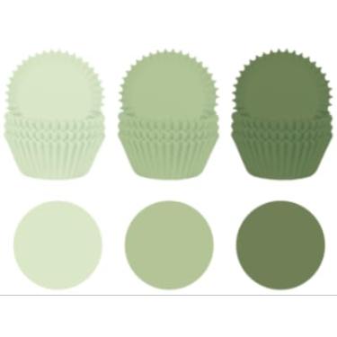 Imagem de Whaline 300 peças de forros de cupcake verde sálvia, copos de papel, cores gradientes, padrão para muffin, para primavera, casamento, chá de bebê, artigos de festa de aniversário