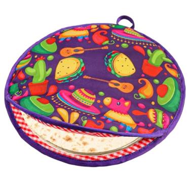 Imagem de Bolsa para aquecedor de tortilha de 30,5 cm para micro-ondas, bolsa térmica de tecido para tortilhas e pizza, bolsa de tecido para micro-ondas mantém os alimentos quentes por uma hora