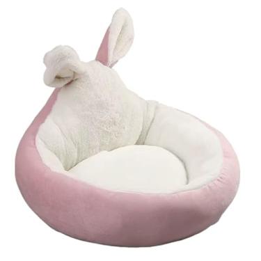 Imagem de Cama Pet 55cm Pelucia Orelhas de Coelho, Adorável e Confortável para Gatos e Cães Pequenos Medios(ROSA)