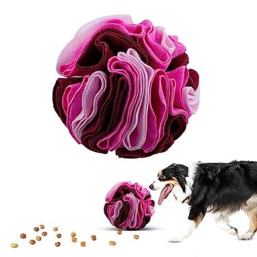 Imagem de Larimuer Bola Snuffle para animais de estimação, bola interativa para cães cegos para treinamento de cães cegos, alívio de estresse, brinquedos para enriquecimento de cães, bola de petisco, lavável na máquina (20 cm, rosa fantasia)