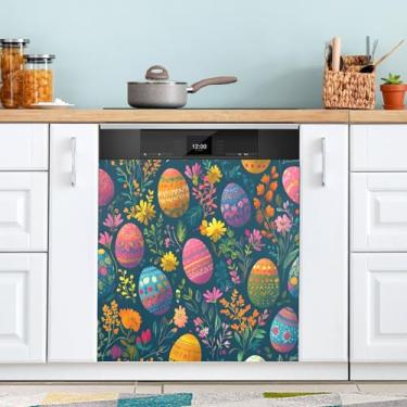 Imagem de ATTX Linda capa magnética de ovos de Páscoa para lava-louças, 58,4 cm C x 66 cm A, decoração da capa da máquina de lavar louça, decalques de armário doméstico e eletrodomésticos adesivos #3