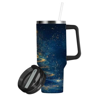 Imagem de ATTX Copo mágico de árvore de Natal de 850 g com alça, copo de aço inoxidável a vácuo de parede dupla com palha, caneca de café de viagem isolada #738