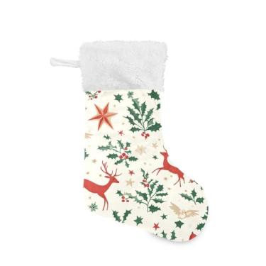 Imagem de GakkiGii Meia grande de Natal para cervos, decoração de Natal para parede de lareira e árvore, 45 x 31 cm