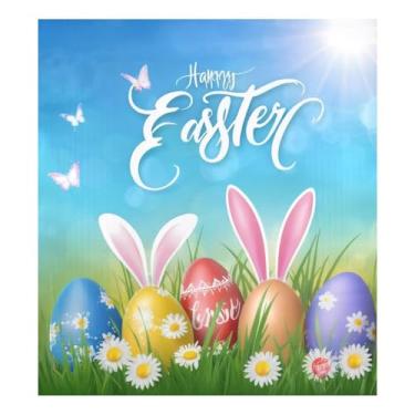 Imagem de Blueangle Aquarela Ovos de Páscoa Coelhinho Capa Ímã de Lava-louças Capa Frontal de Lava-Louça, Decalques de Armário Doméstico Adesivos Eletrodomésticos, 58 cm C x 66 cm Adesivo Magnético Decorativo