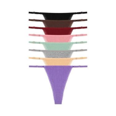 Imagem de Conjunto De Lingerie Feminina Sexy De Algodão Com Tanga G-String Ajust