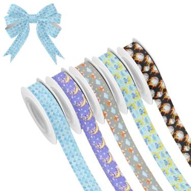 Imagem de Blueangle Fita de Natal - Fita com fio de 1,5 cm, 5 rolos de 25 metros, linda fita colorida de escamas de sereia para grinaldas, laços, decoração de férias, artesanato DIY (235)