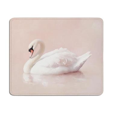 Imagem de TopXmai Mouse pad vintage cisne branco para mesa, cisnes presentes para mulheres, mouse pad feminino rosa pastel para computadores, laptop, mesa, escritório, dormitório, 24 x 19 cm, L058