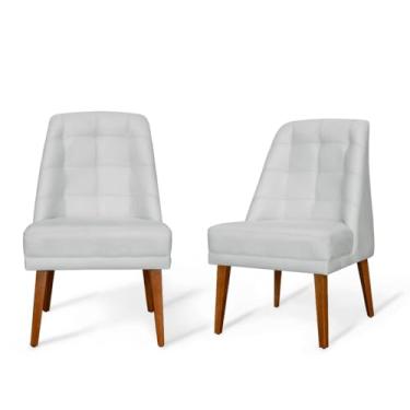Imagem de Generic Kit de 2 Cadeiras de Jantar, Estofamento de Camurça Suede, Para Decoração de Lar & Sala de Jantar, Confortável (Branco)