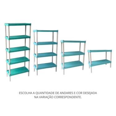 Imagem de Prateleira Organizadora Modular de Plástico Para Cozinha Quarto Livros(Verde Água,2 Prateleiras)