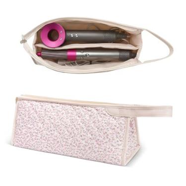 Imagem de idoltimes Bolsa de viagem acolchoada para ferramentas de cabelo, compatível com Dyson Airwrap Styler, estojo organizador floral de algodão portátil para armazenamento de acessórios Shark FlexStyle