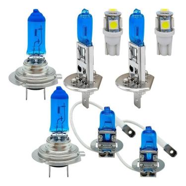 Imagem de Kit Lâmpadas Super Brancas H1 H7 T10 + - Gol G3 2000 A 2005