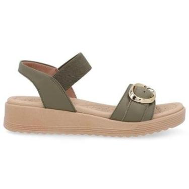 Imagem de Sandália Feminina Anabela Verde Militar Usaflex UD13002-Feminino