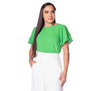 Imagem de Blusa Feminina Giraffe com Laço na Manga Verde-Feminino