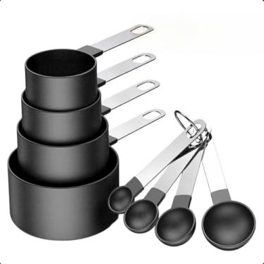 Imagem de Conjunto Colher Xicaras Medidoras Com 8 Peças(Preto)
