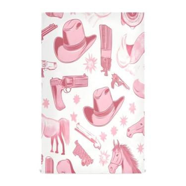 Imagem de Qilmy Conjunto de toalha de prato de cozinha chapéu e arma de cowboy norte-americano, 4 peças, toalhas de cozinha, toalhas de chá, conjunto de presente para secagem, limpeza, cozinha, cozimento699