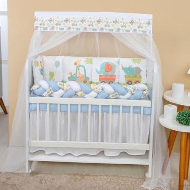 Imagem de Kit Mini Berço com 12 peças + Saia de Berço Bebê Carrinhos