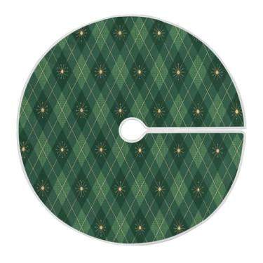 Imagem de Wassud Saia para árvore de Natal, estampa de estrelas, xadrez, decoração de árvore de Natal, enfeites de Natal, tapete de árvore pequena para decoração de festa de ano novo, 91 cm