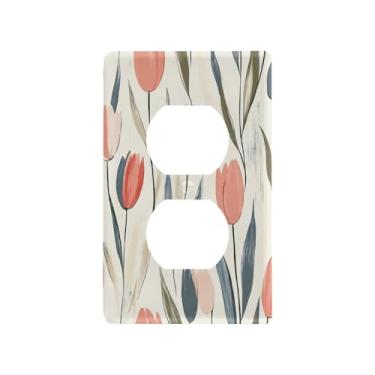 Imagem de Wassud Placa de cobertura de interruptor de luz Tulipa decorativa para tomada de parede para tomadas elétricas duplex 4,53 x 2,76 polegadas
