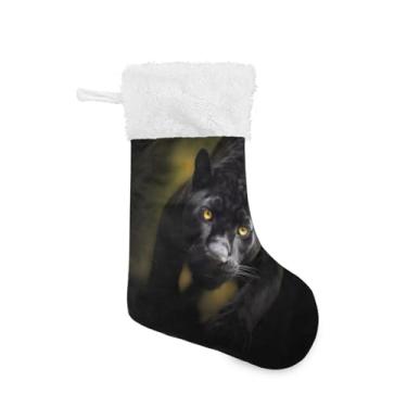 Imagem de Wassud Meias de Natal Pantera de Natal Grandes Meias de Natal 45,7 cm com Punho Branco Pendurado Decoração de Natal Pacote com 2