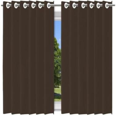 Imagem de Cortina para janela marrom escura, dois em um, grande, pronta,charmosa.