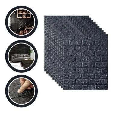 Imagem de Placa tijolinho de parede papel painel 3d tijolo cinza auto adesivo 77