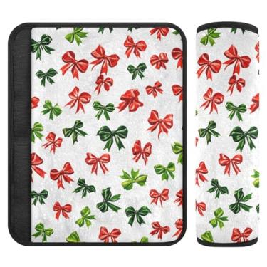 Imagem de Burbuja Capa para cinto de segurança de carro Christmas Bows Protetor de cinto de segurança de carro macio confortável para alça de ombro de assento, 1 par pequeno