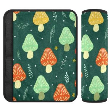 Imagem de Burbuja Capa de cinto de segurança de carro cogumelos coloridos protetores de cinto de segurança de carro macios confortáveis para alça de ombro de assento, 1 par pequeno