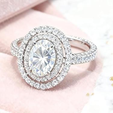 Imagem de Anel de zircônia oval de luxo requintado para mulheres, noivado, casamento, presente de dia dos namorados, 7, Cobre, Zircônia cúbica