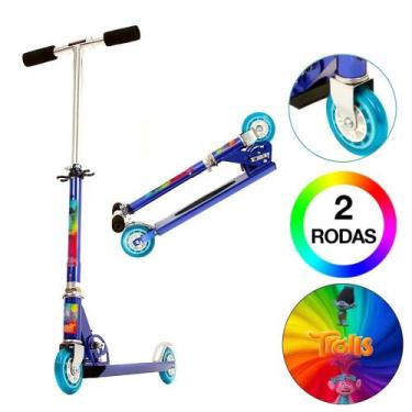 Imagem de Patinete Desenho Trolls 2 Rodas Ajuste de Altura Azul - DM Radical
