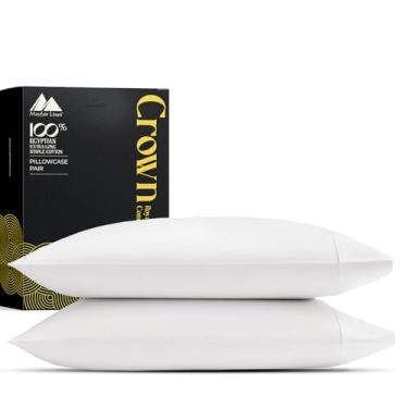 Imagem de Mayfair Linen Conjunto de 2 fronhas padrão - Capas de travesseiro de luxo de algodão egípcio 2000 Series Standard/Queen Size (branca), macias e sedosas, refrescantes, extra longas para dormir