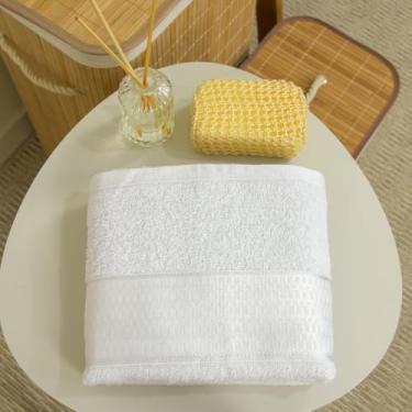 Imagem de Toalha de Banho 100% Algodão Felpudo - Branca (145cm x 75cm, 360g/m²). Alta Absorção, Uso Diário