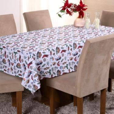 Imagem de Toalha de Mesa Estampa Digital Natal, 100% Poliéster, Tecido Oxford, 2,00x1,40m, 6 Lugares, Decoração Festiva (Estampa 3)