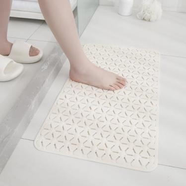 Imagem de Tapete Antiderrapante para Box Banheiro com Ventosas 40x70cm – Tapete de Chuveiro Massageador para Pés Segurança Antiescorregante (Branco Cilicone)
