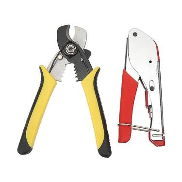 Imagem de aqxreight RG59 RG6 Kit de Ferramentas de Crimpagem de Cabo Coaxial Kit de Crimpagem de Cabo Coaxial Com Descascadores de Fio Conjunto de Chave de Fenda Conector de Compressão de Aço ABS Excelente