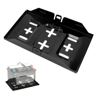 Imagem de Hbxdeco Bandeja de retenção de bateria, suporte de bandeja de bateria de carro de metal resistente à corrosão de 33,4 cm, suporte de montagem de baterias, suporte de armazenamento de baterias para