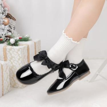 Imagem de Vestido de casamento Mary Jane para meninas pequenas, sapatilhas, bailes e laço, Preto, 20