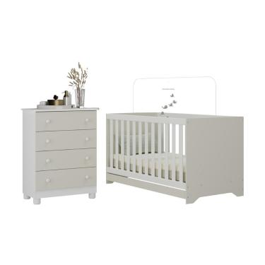 Imagem de Berço Americano 3 Em 1 Com Cômoda 4 Gavetas Allegra Multimóveis MP4688 Branco-off White
