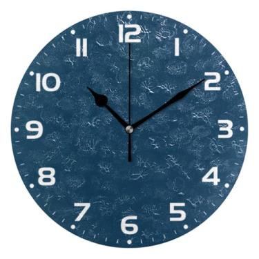 Imagem de JUZIHAI Relógio de parede azul silencioso, sem tique-taque, relógios de parede redondos operados por bateria, fácil de ler, relógio decorativo de parede para casa, cozinha, sala de estar, quarto