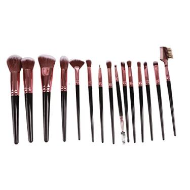 Imagem de ZJchao Conjunto de Pincéis de Maquiagem de 15 Unidades, Kit de Pincéis Cosméticos Macios Profissionais Com Cabo de Plástico, Tubo de Alumínio, Escova de Cabelo de Nylon, para Noivas,