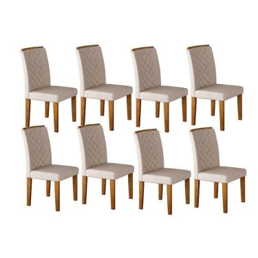 Imagem de Conjunto: Mesa Sala Jantar Jade Kit 8 Un Imbuia/Veludo Creme - Rufato