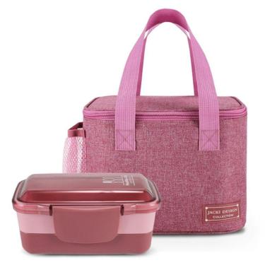 Imagem de Kit Bolsa Térmica E Pote Marmita De 2 Andares 950ml - Jacki Design Rosa