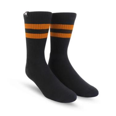 Imagem de Meia Cano Alto Esportiva Norden Old Style Preto e Laranja 36-43