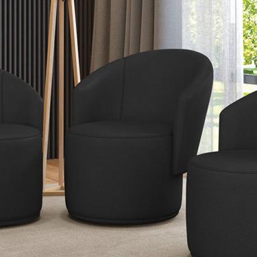 Imagem de Poltrona Decorativa Orgânica Fixa Para Sala Malu Sintético Preto M11 - D'rossi