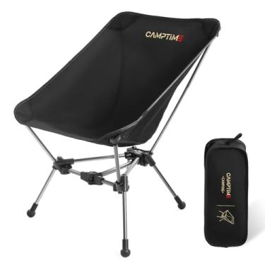 Imagem de Camptime Cadeiras de acampamento atualizadas Plus, cadeira dobrável leve com bolso lateral, cadeira de mochila compacta e portátil para acampamento, caminhada, praia, capacidade de 150 kg, preta