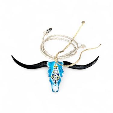 Imagem de Enfeite Laço de Retrovisor Adorno de Luxo em Couro (Cabeça de Boi Ns Senhora Aparecida)