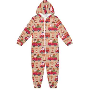Imagem de Macacões infantis de crocodilo de caminhão de bombeiros para crianças meninas meninos 5-6 anos, Caminhões de bombeiros, crocodilo, 13-14 Anos