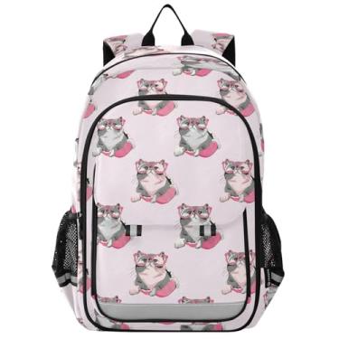 Imagem de ODAWA Cute Cats Pink 17 Backpack for Kids, School Backpack for Kids Elementary with Chest Strap