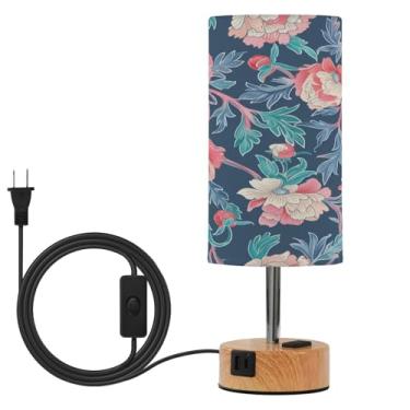 Imagem de Wassud Candeeiro de mesa de cabeceira de toque floral com 3 temperaturas de cor, luminária de mesa moderna com forro abajur para sala de estar, quarto, escritório, berçário