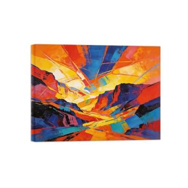 Imagem de Impressões abstratas em tela-Quadro texturizado para parede-Azul vermelho e amarelo 7-Pintura moderna para sala de estar 30x40cm Tela Embrulhada